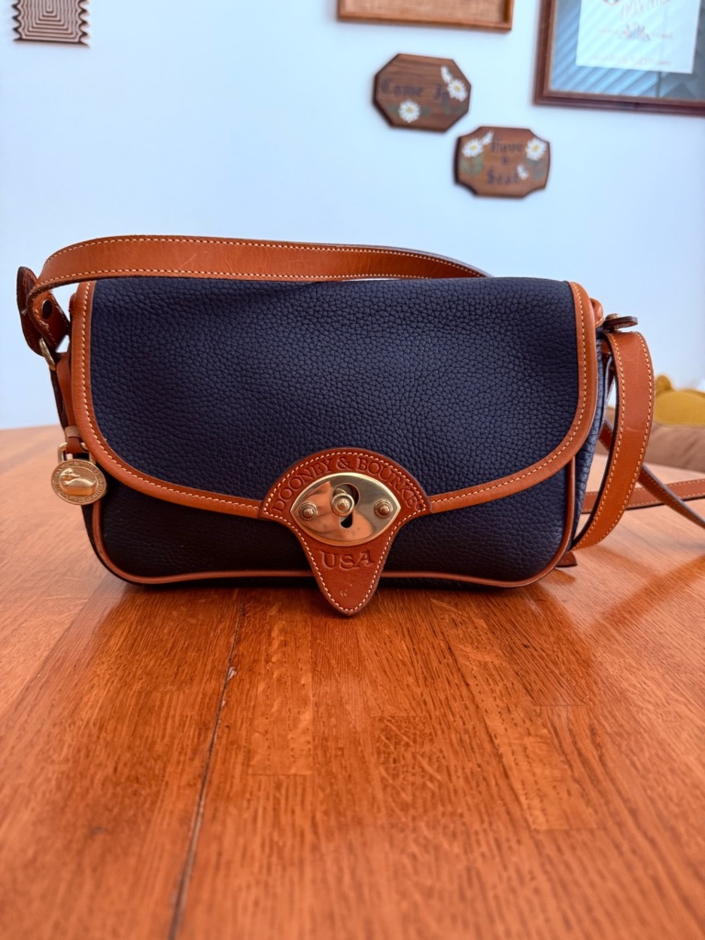 Vintage 90s Made in USA Dooney & Bourke All Weather Leather Cavalry Bag